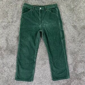 Levis Green Corduroy Cargo Carpenter Pant Men 36x30 Durable Comfortable Workwear